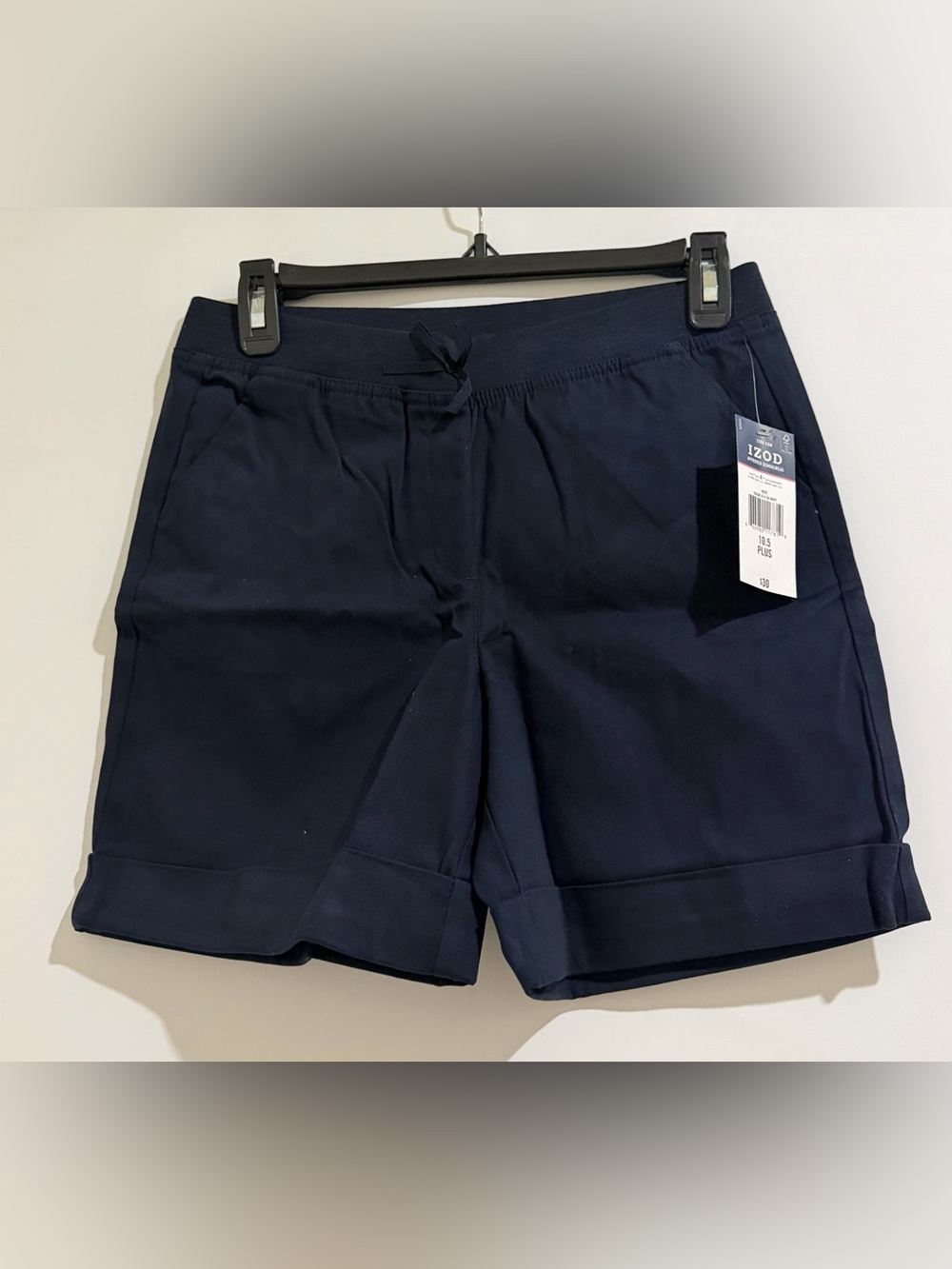 Izod Girls Classic Navy Flat Front Uniform Shorts Size 10.5 plus